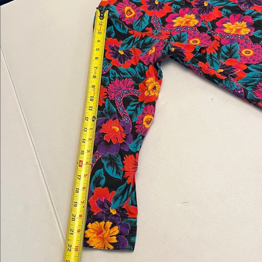 VINTAGE WRANGLER 80’s WESTERN FLORAL LONG SLEEVE BUTTON DOWN TOP SMALL - Picture 12 of 16